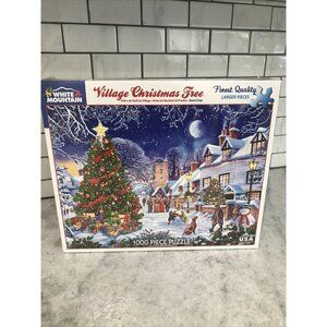 New Christmas 1000 Puzzle White Mountain Village Christmas Tree Made In USA